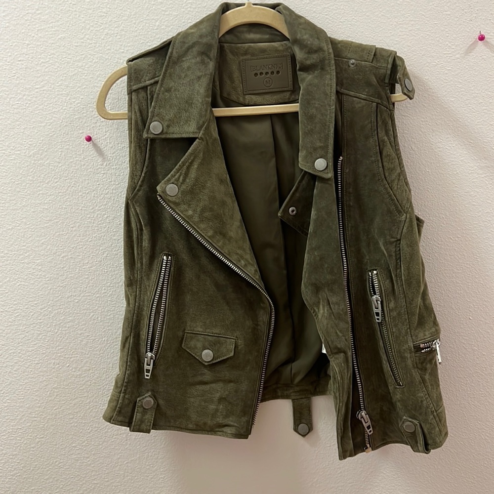 Blank Denim Suede Moto Vest